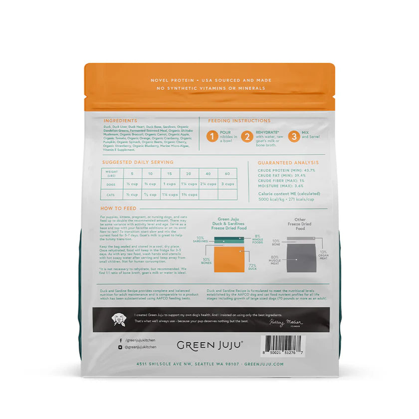 Green Juju Freeze-Dried Raw Duck & Sardine