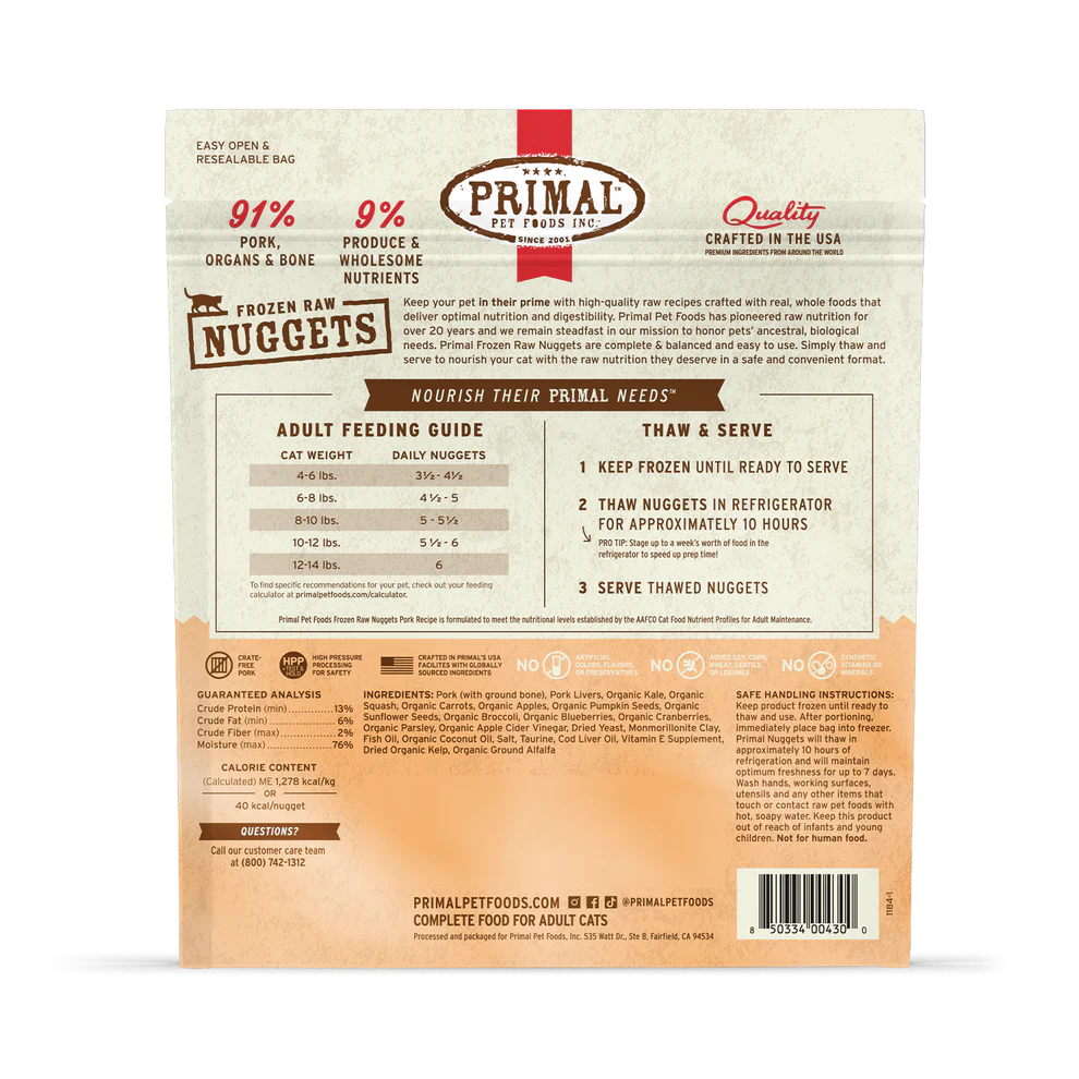 Primal Cat Frozen Pork Nuggets
