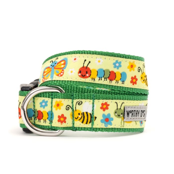 The Worthy Dog Collar Green Bugs