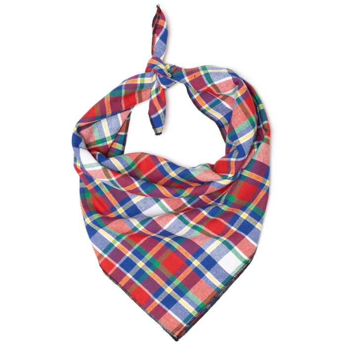 The Worthy Dog Bandana Red/Hunter/Blue Plaid