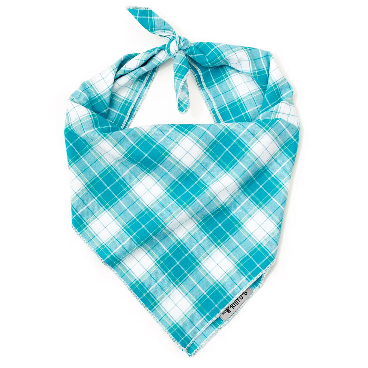 The Worthy Dog Bandana Turquoise/White Madras