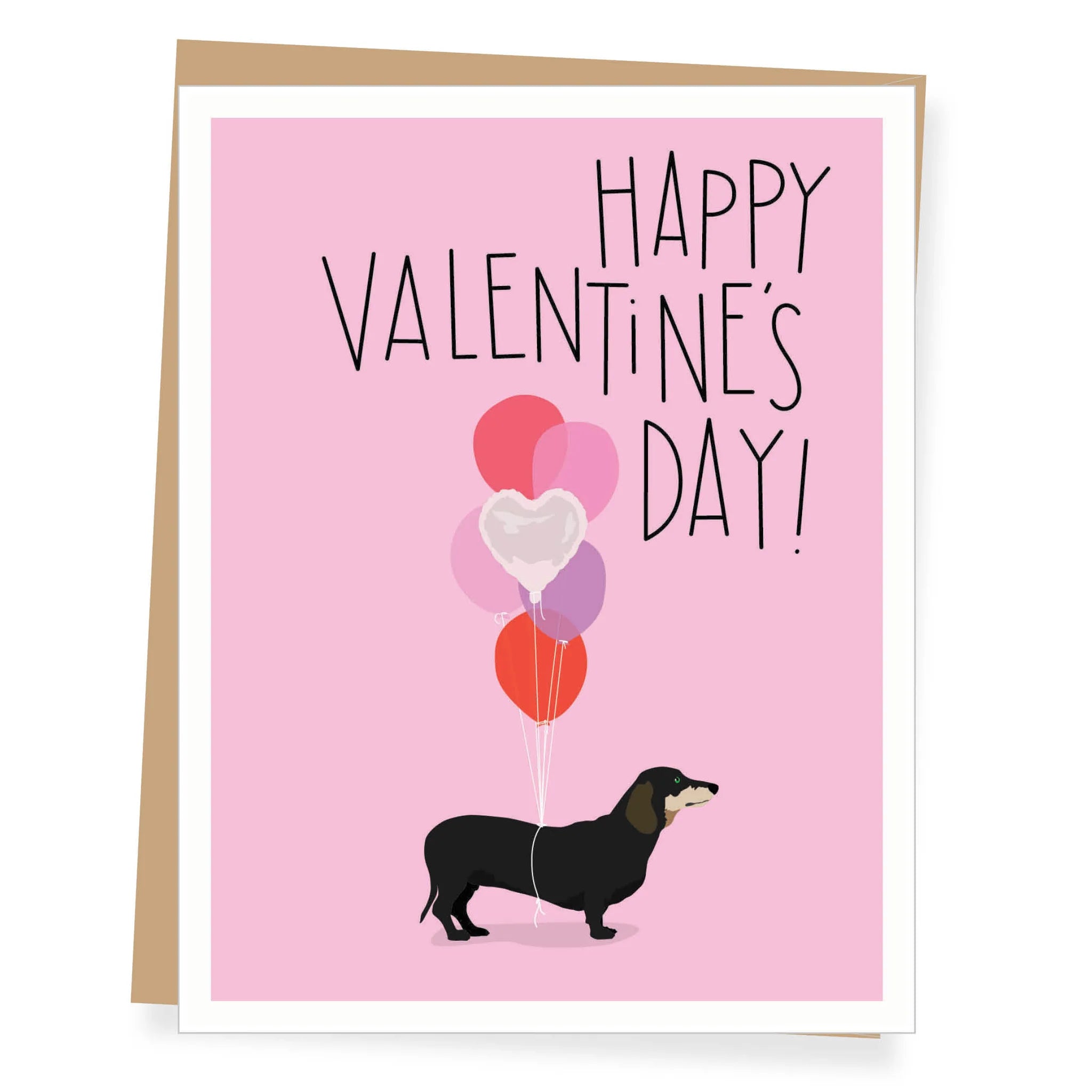 Apartment 2 Cards Valentines Day Card - Dachshund with Balloons