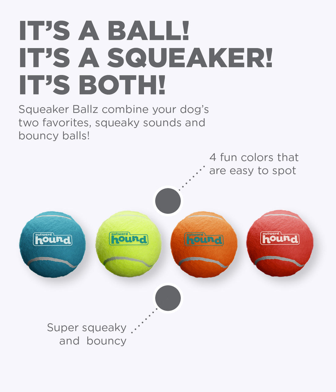 Outward Hound Squeaker Ballz Medium Single 2.5 inch