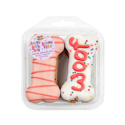 Bosco & Roxy's Happy Bark-Day Woof it Up Bones Pink