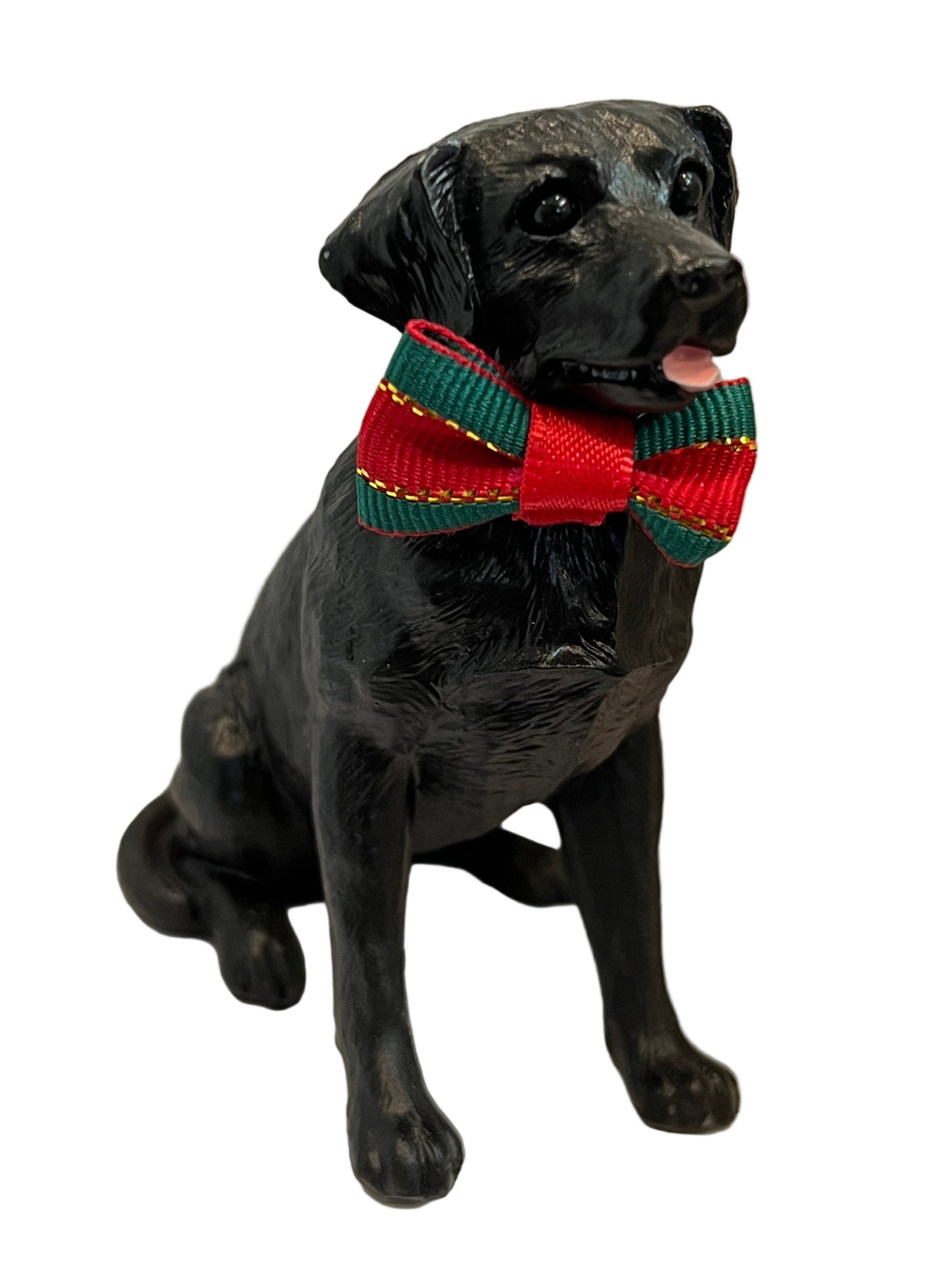 Sandicast Dog Ornament - Labrador Retriever w/Bow, Black