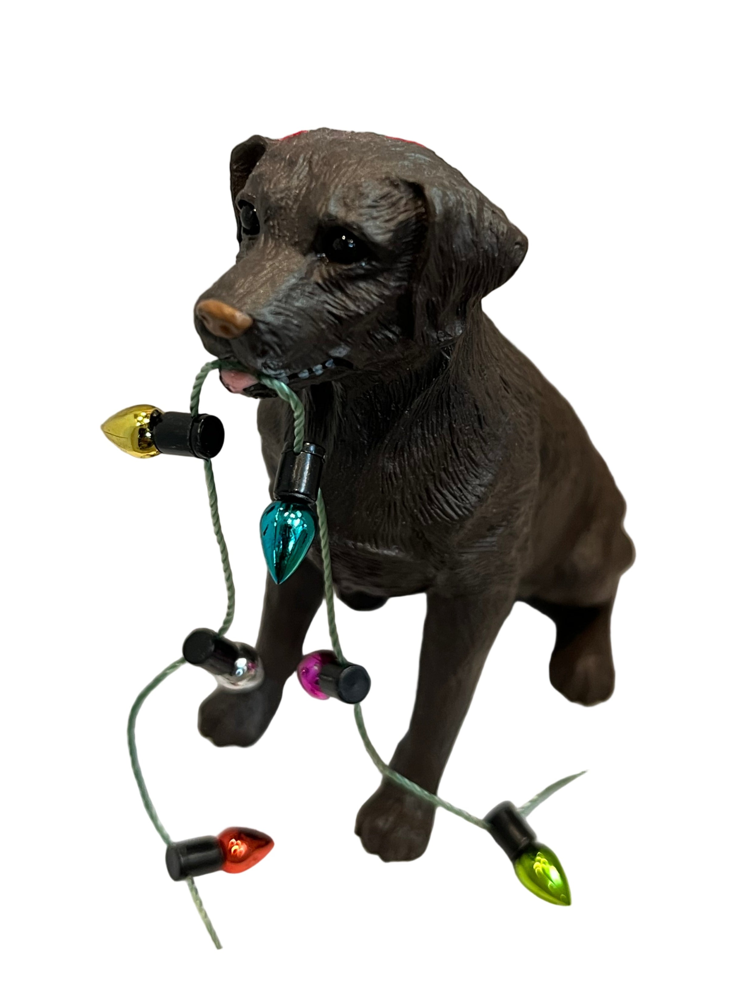Sandicast Dog Ornament - Labrador Retriever w/Lights, Chocolate