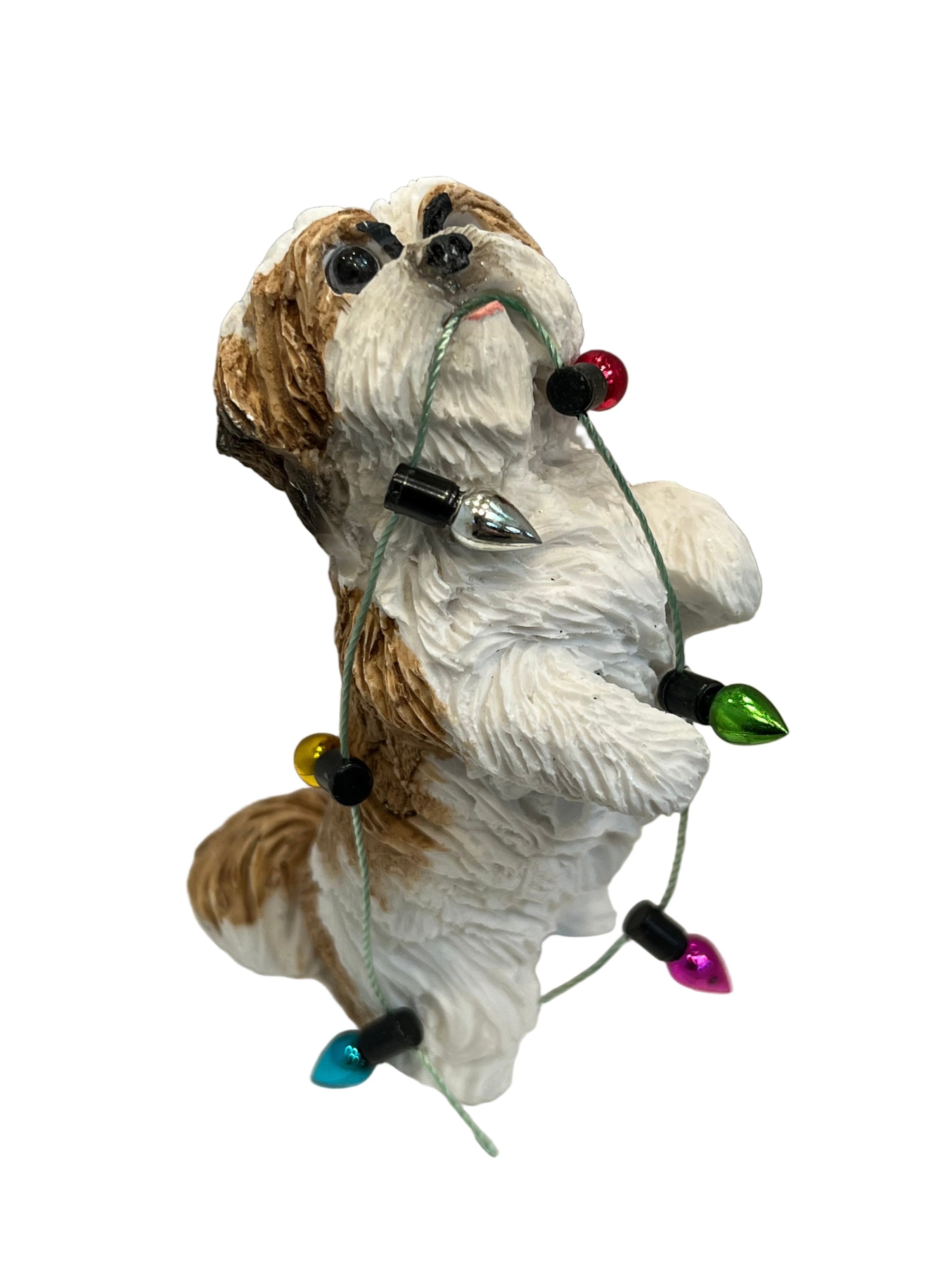 Sandicast Dog Ornament - Shih Tzu, Gold & White