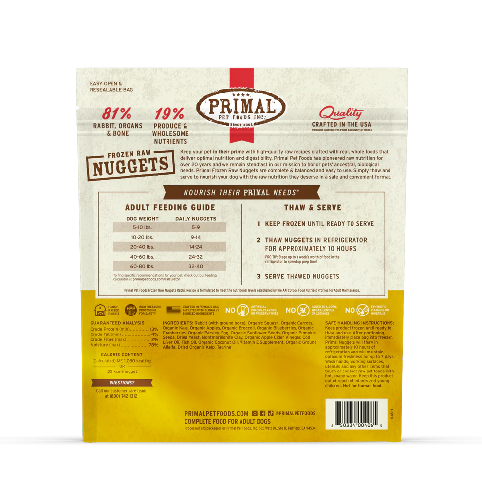 Primal Frozen Raw Rabbit Nuggets