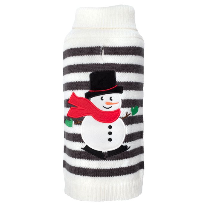 The Worthy Dog Stripe Snowman Sweater
