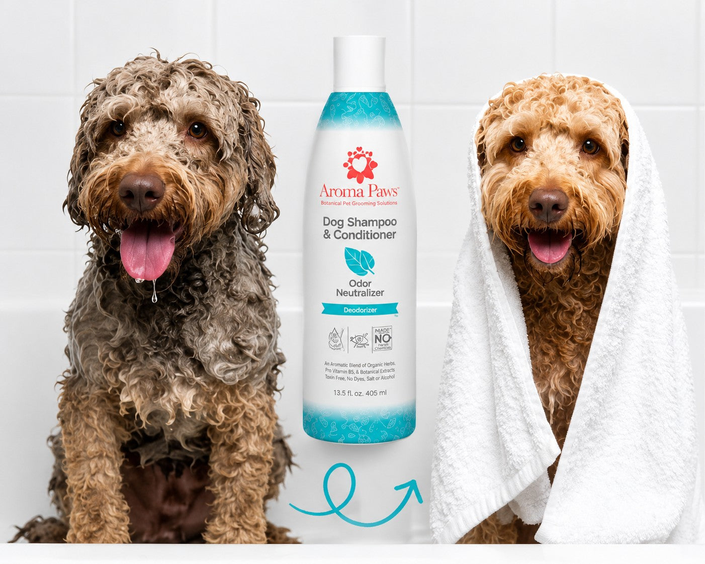 Aroma Paws Dog Shampoo Odor Neutralizer – Deodorizer Formula, 13.5 oz