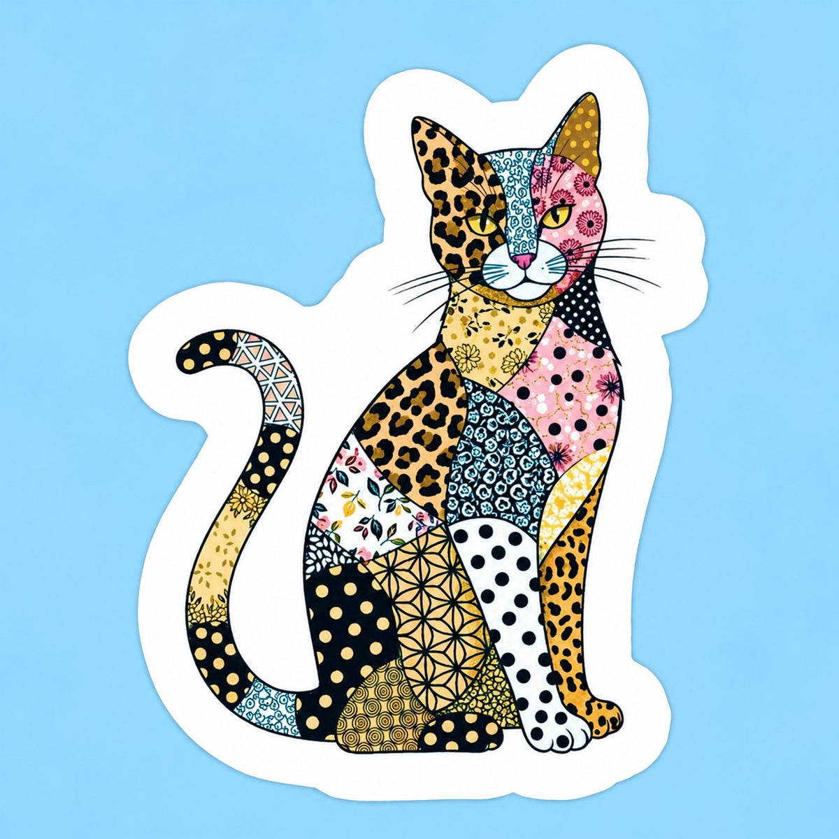 Ashley Bexar Patchwork Cat Sticker