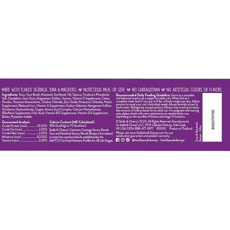 Stella & Chewy's Carnivore Cravings Savory Shreds Tuna & Mackerel
