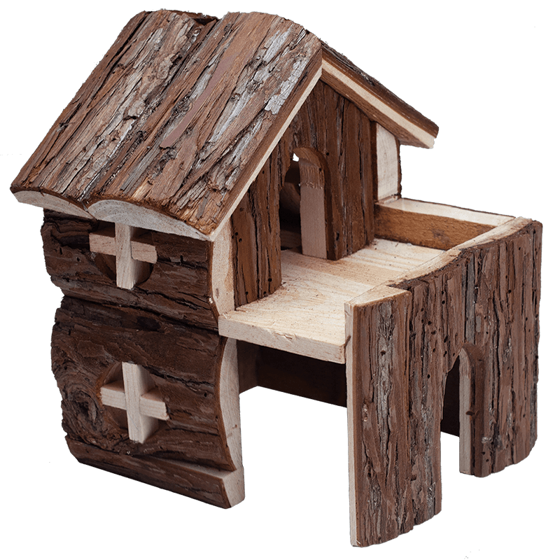 Nibbles Small Animal Deluxe 2 Story Log Cabin Hut