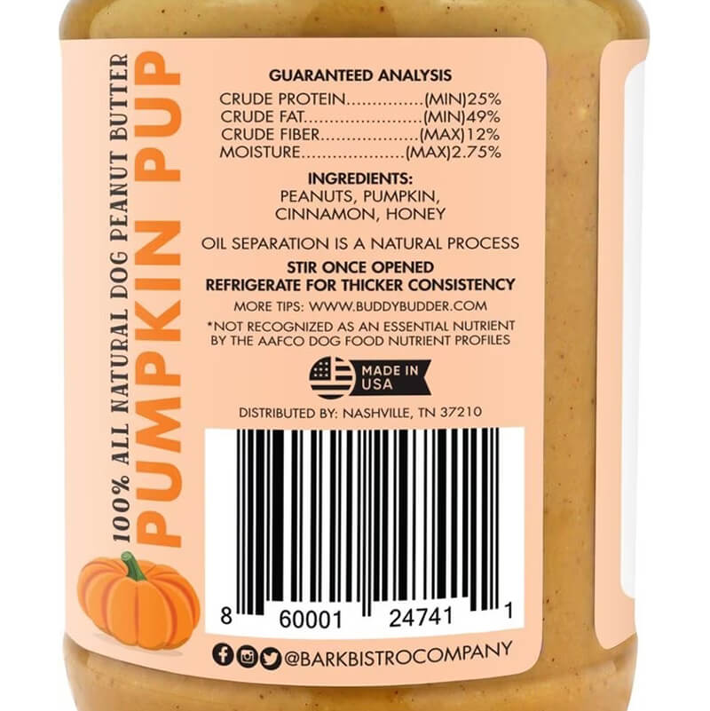 Bark Bistro Buddy Budder Pumpkin Pup