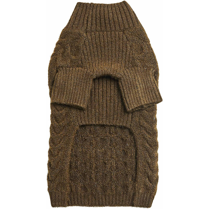 Blueberry Pet Fuzzy Knit Turtle-Neck Sweater Dark Olive