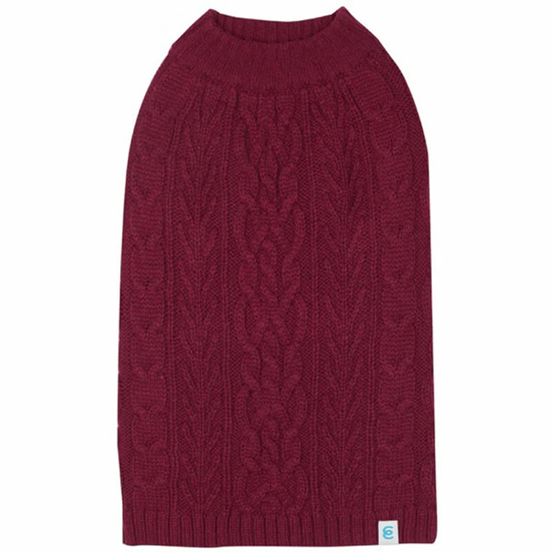 Blueberry Pet Wool Cable Knit Sweater Burgundy