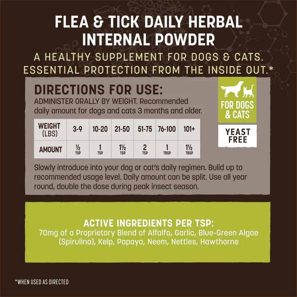 Earth Animal Flea & Tick Internal Herbal Powder (Yeast-Free), 8 oz
