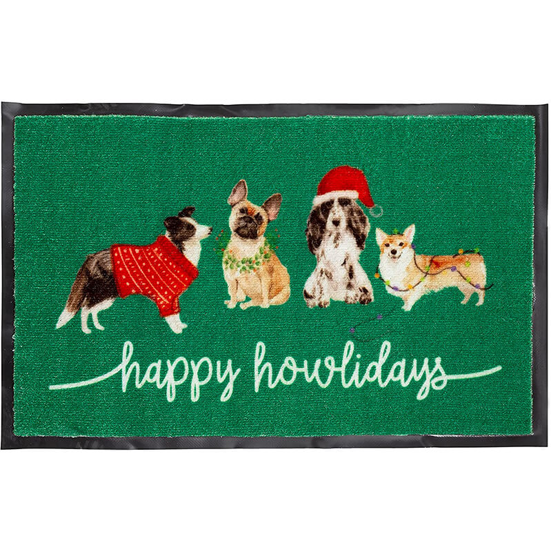 Pearhead Happy Howlidays Holiday Green Doormat