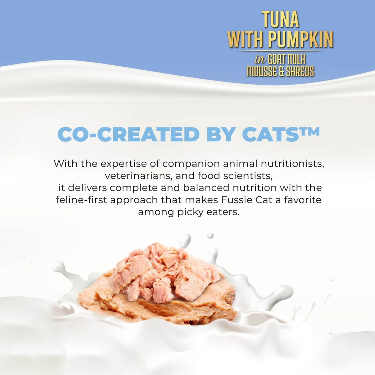 Fussie Cat Kitten Tuna with Pumpkin in Goat Milk Mousse & Shreds