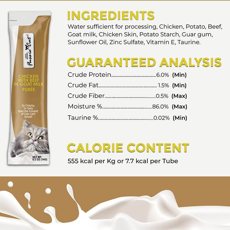 Fussie Cat Puree in Goat Milk Chicken & Beef
