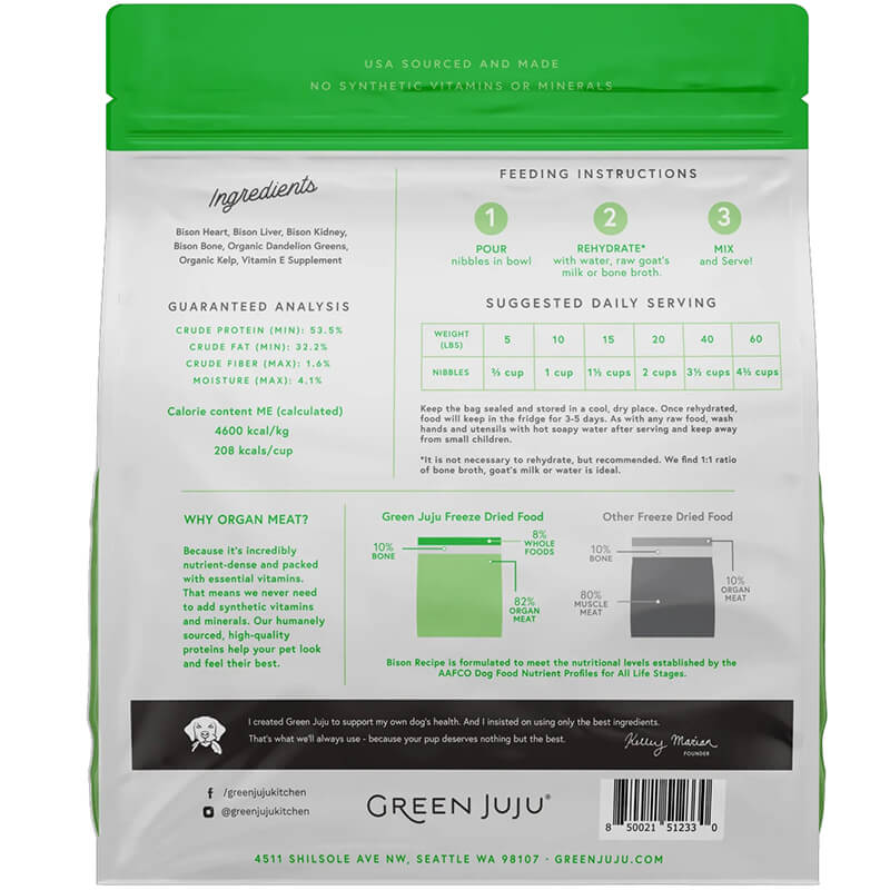 Green Juju Freeze-Dried Raw Limited Ingredient Bison