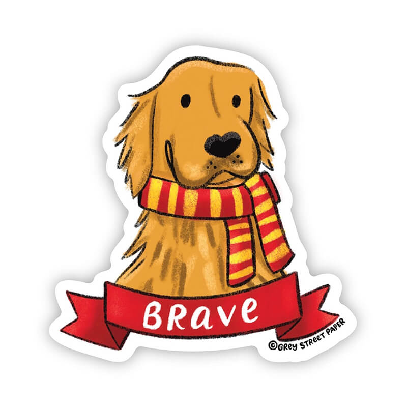 Grey Street Paper Brave Golden Retreiver Sticker