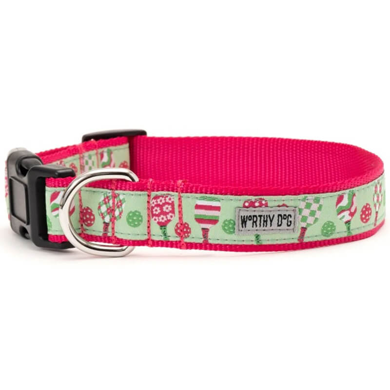 The Worthy Dog Collar Pink Pickleball