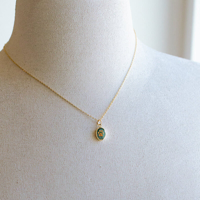 Jill Makes Paw Print Gemstone Necklace