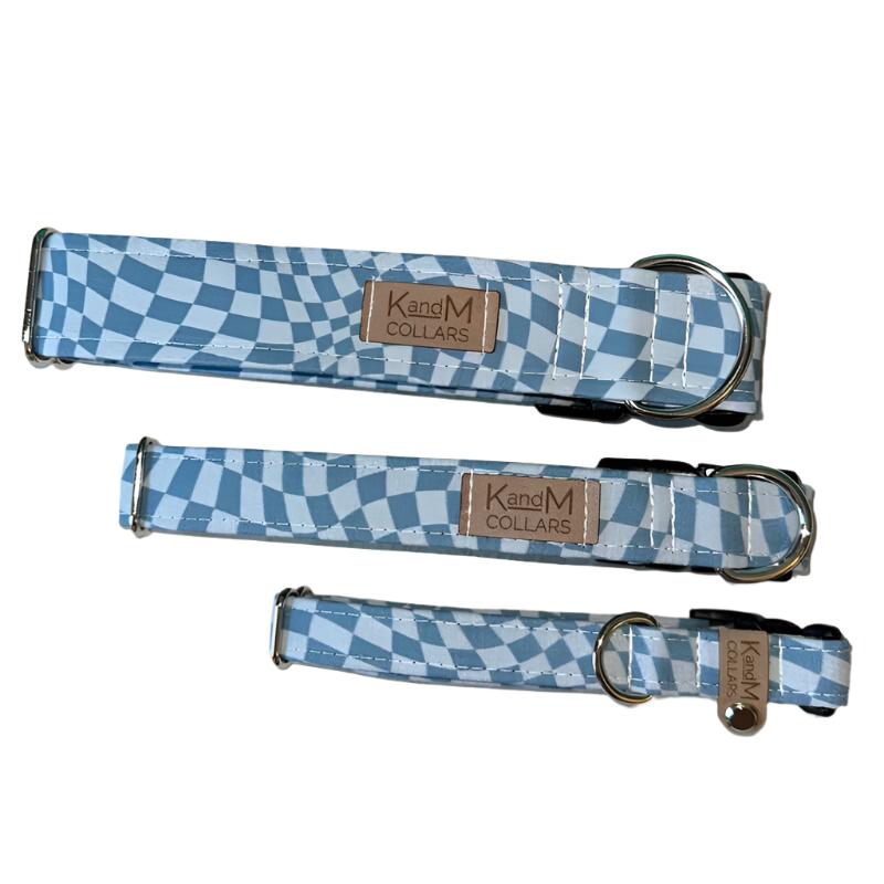 K & M Collars Wavy Navy Checkerboard