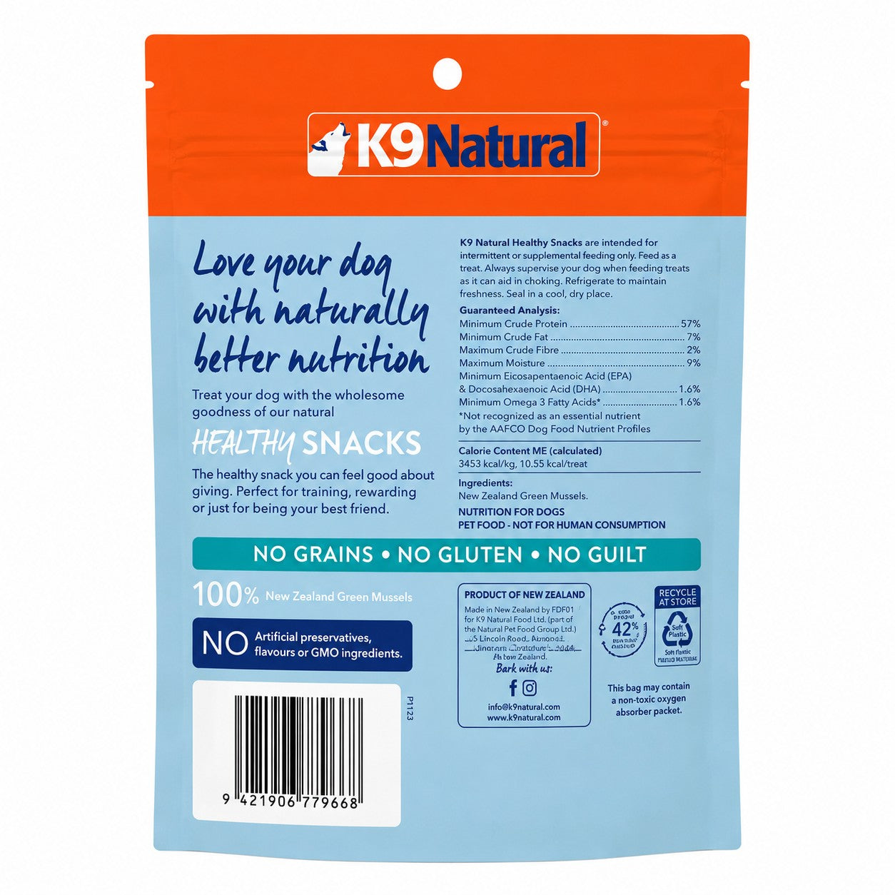 K9 Natural Green Mussels Healthy Snacks Dog Treats, 1.76 oz