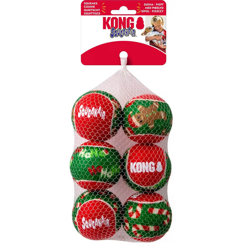 Kong Holiday Squeakair Balls Medium 6-Pack