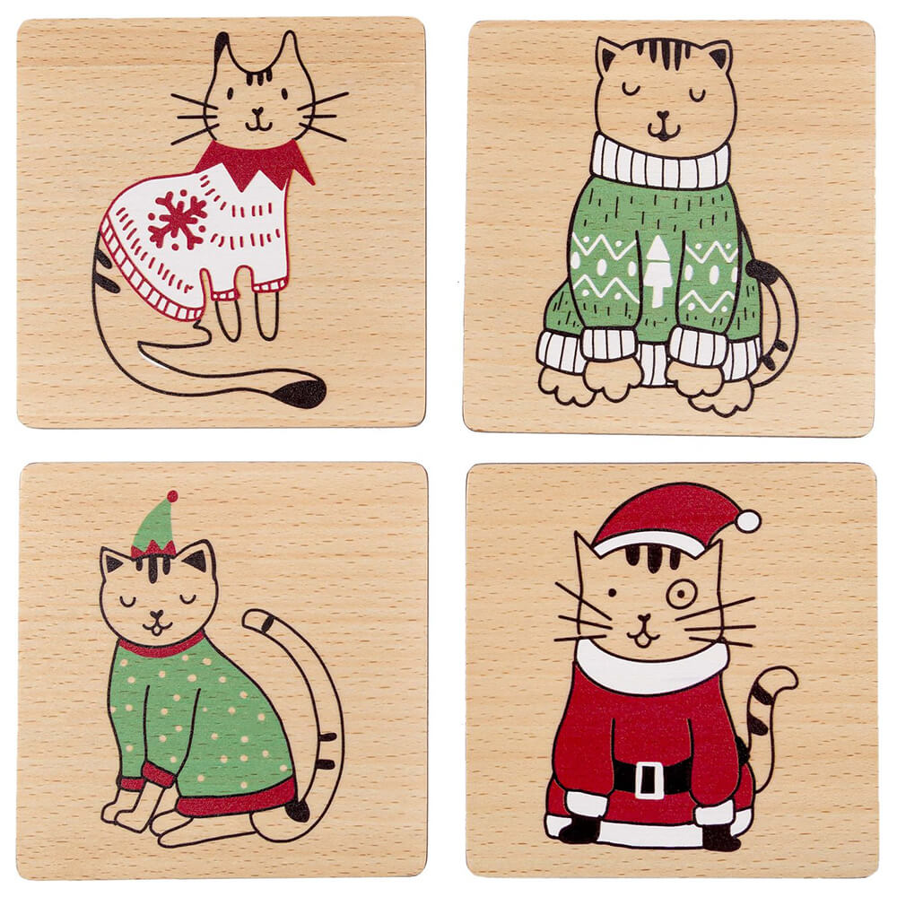 Pearhead Holiday Cats Coaster Set