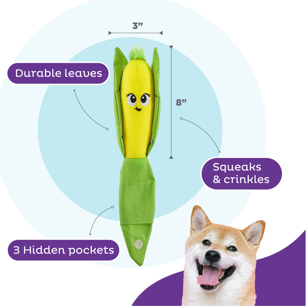 Outward Hound Think N Thrive Hide N' Find Corn Plush Puzzle Treat Ball