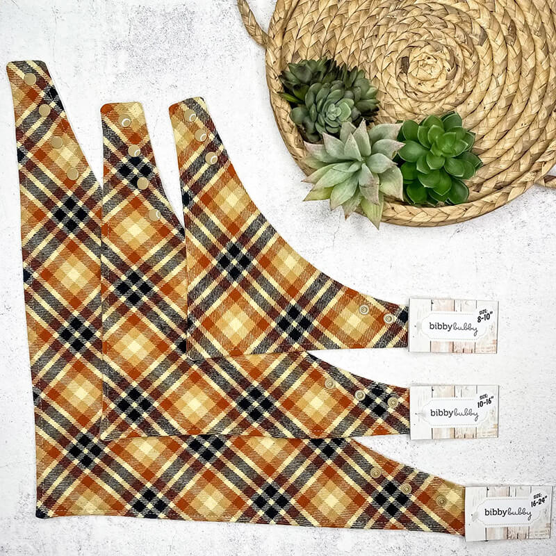 Bibby Bubby Flannel Bandana - Orange Navy Plaid