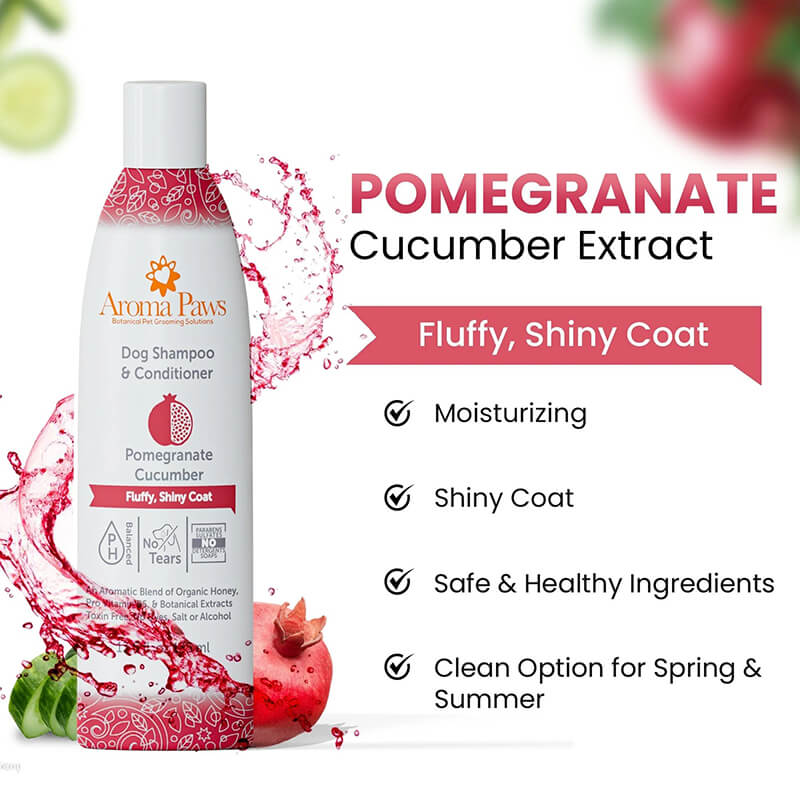 Aroma Paws Pomegranate Cucumber Shampoo - Fluffy, Shiny Coat Formula