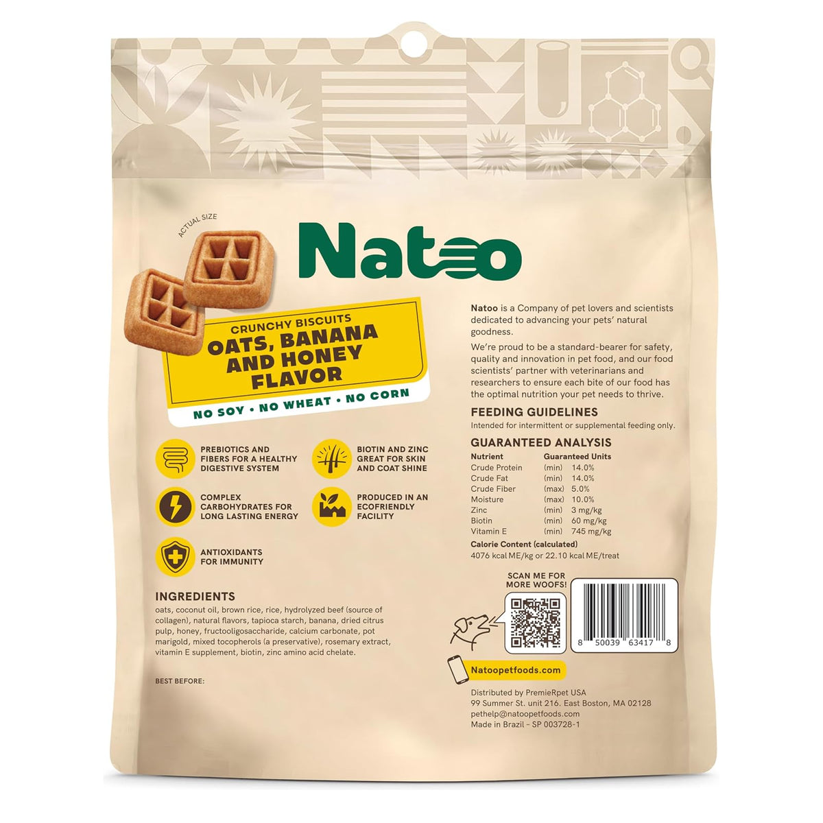 Natoo Crunchy Biscuits Oats, Banana and Honey Small Bites