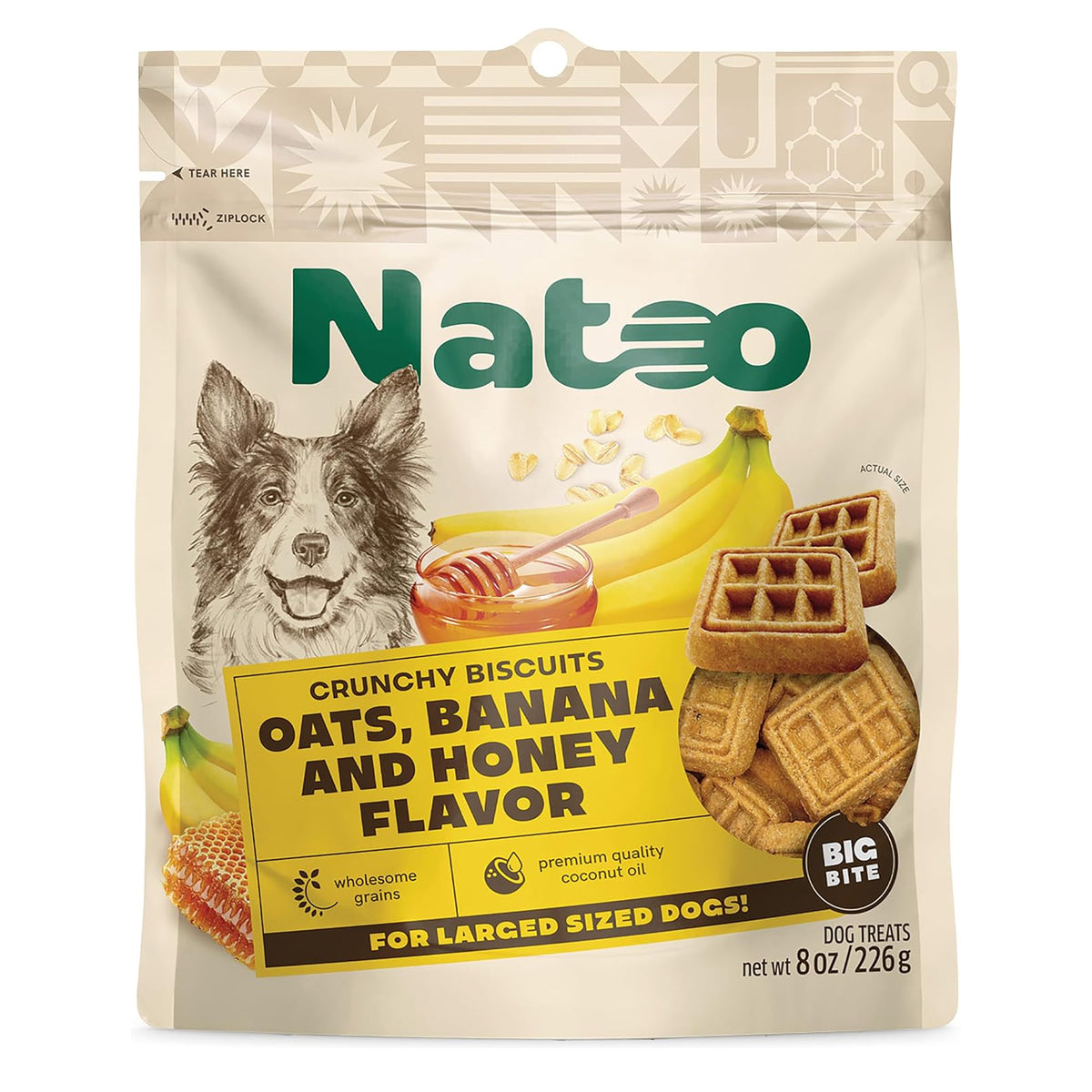 Natoo Crunchy Biscuits Oats, Banana and Honey BIG Bites