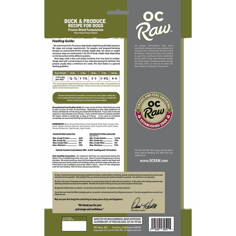 OC Raw Freeze-Dried Rox Duck & Produce