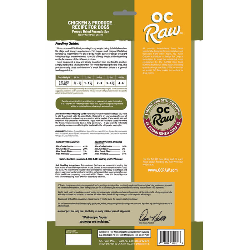 OC Raw Freeze-Dried Rox Chicken & Produce