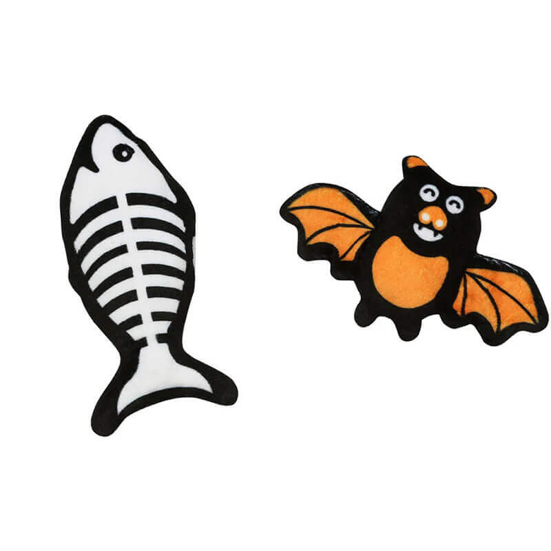 Pearhead Bat & Fish Skeleton Halloween Cat Toys