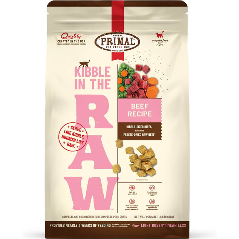 Primal Feline Kibble in The Raw Beef