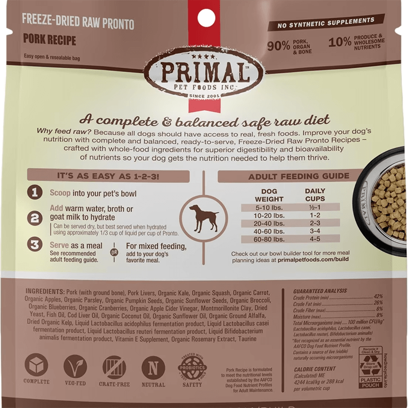 Primal Freeze Dried Pronto Pork