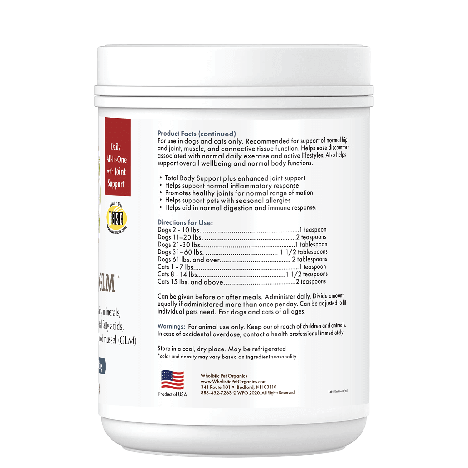Wholistic Pet Organics Joint Mobility GLM