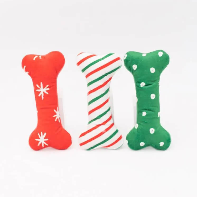Zippy Paws Holiday 3-Pack Patterned Bones