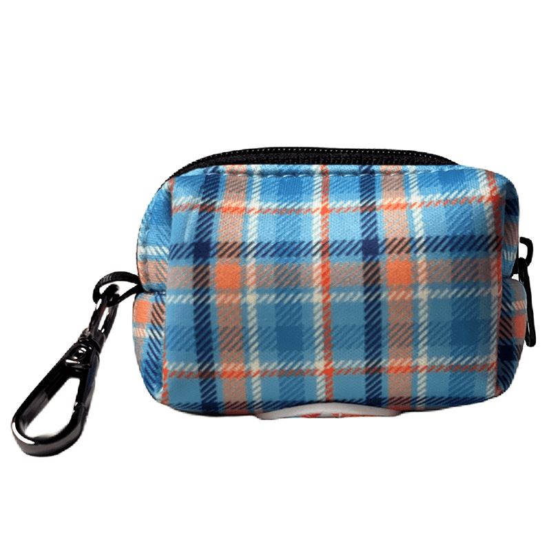 Very Vintage Poop Bag Holder Blue & Orange Plaid