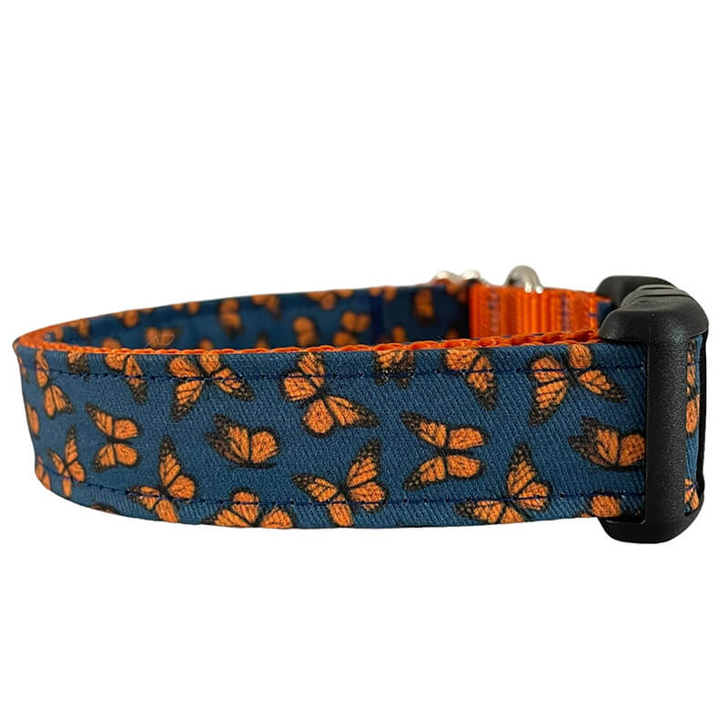 Sew Fetch Collar Navy Monarch Butterfly