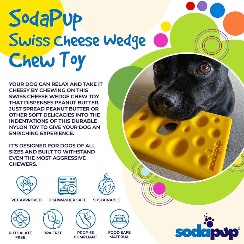 Soda Pup Nylon Cheese Wedge Chew & Enrichment Toy