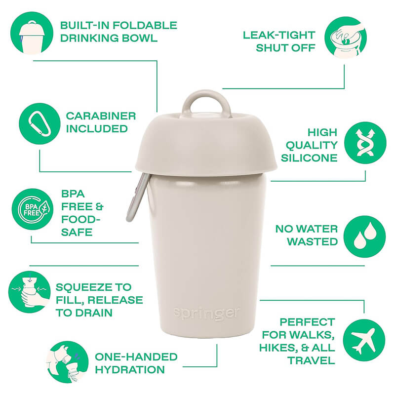 Springer Flip-Top Dog Water Travel Bottle