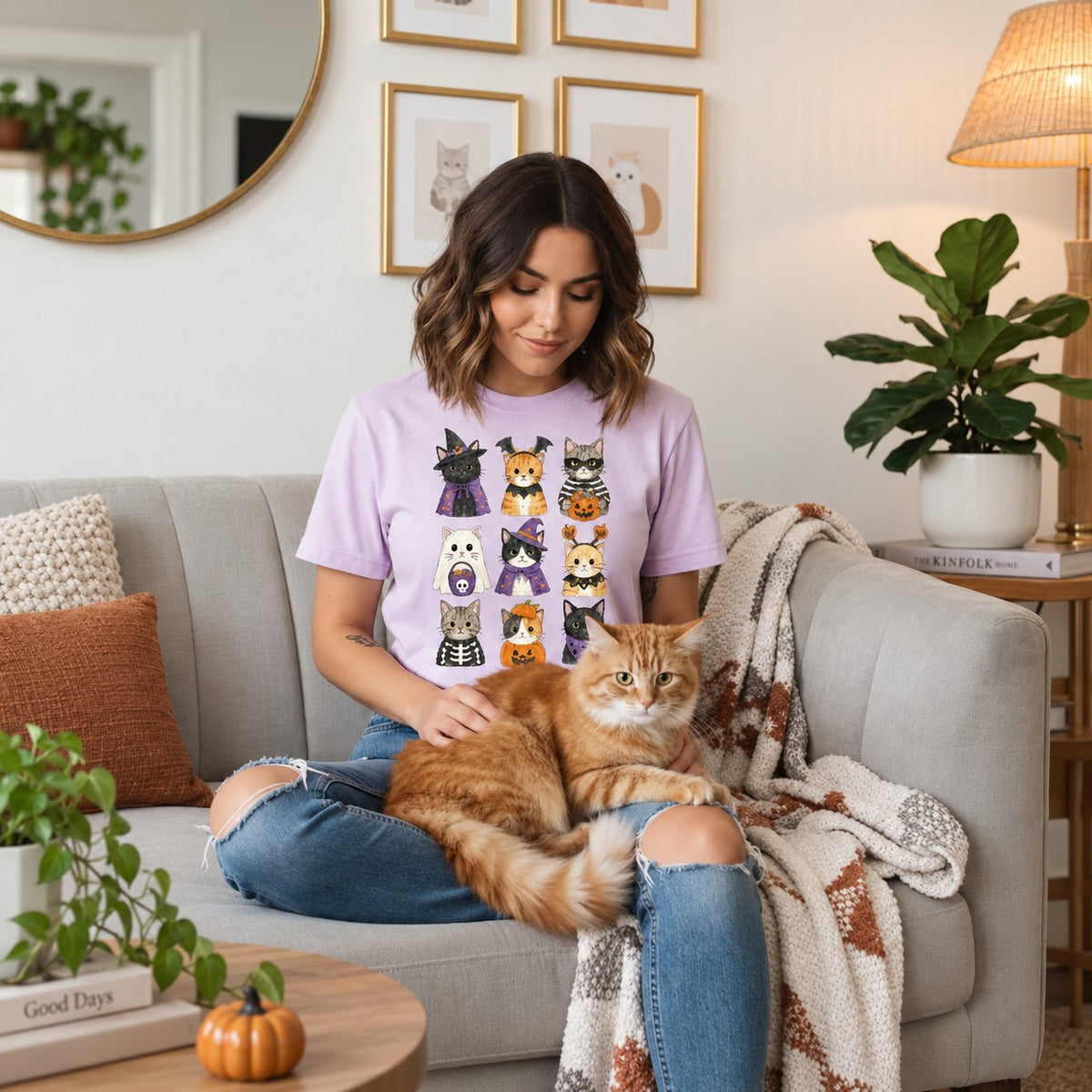 The Dapper Paw Cute Halloween Cats Tee