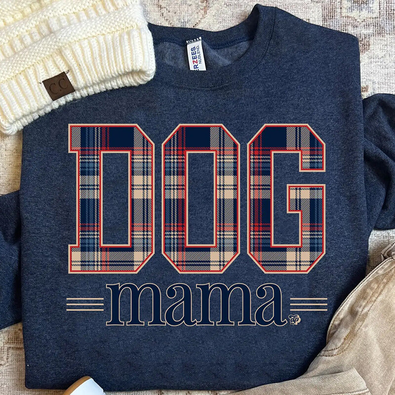 The Dapper Paw Sweatshirt Dog Mom Winter Plaid